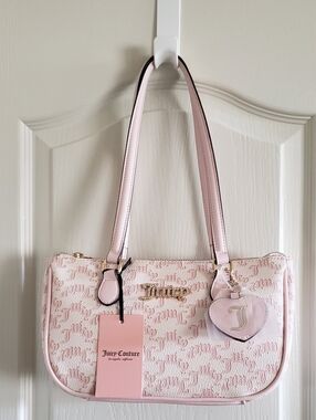 Juicy Couture "Pep In Her Step" Powder Blush Heart Bag Charm Shoulder Bag NWT